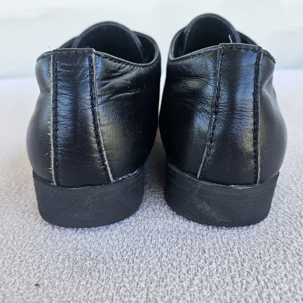 Kenneth Cole Straight Line Dress Oxford Shoe Black Youth SZ 1.5 Formal Tie